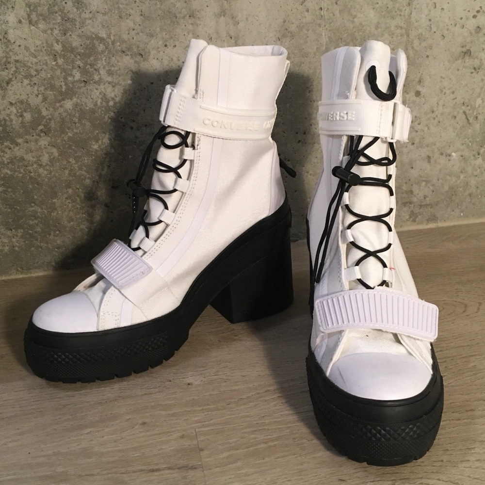 White All Star Platform Boots